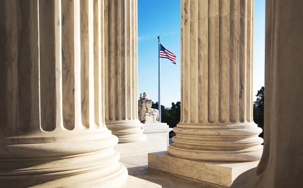 Columns with US Flag